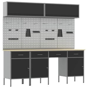vidaXL Ensemble de placards de travail avec tiroir 10 pc Noir