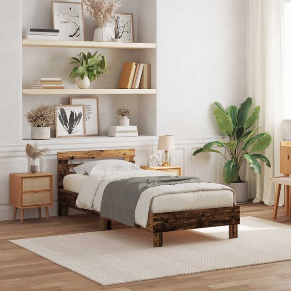 vidaXL Cadre de lit Bois ancien 75 x 190 cm Bois d'ingénierie