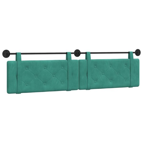 vidaXL T&ecirc;te de lit suspendue Turquoise 210 x 55 x 5 cm Velours