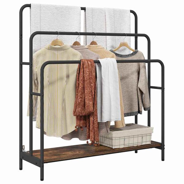 vidaXL Porte-v&ecirc;tements Ch&ecirc;ne fum&eacute; 90 x 30 x 100,5 cm Bois d'ing&eacute;nierie