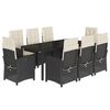 vidaXL Ensemble &agrave; manger de jardin 9pcs coussins noir r&eacute;sine tress&eacute;e