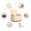 vidaXL Fauteuil inclinable électrique crème tissu