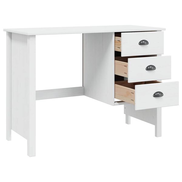 vidaXL Bureau avec tiroirs Hill Blanc 100 x 45 x 74 cm Pin massif