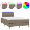 vidaXL Sommier &agrave; lattes de lit matelas et LED taupe 120x190 cm tissu