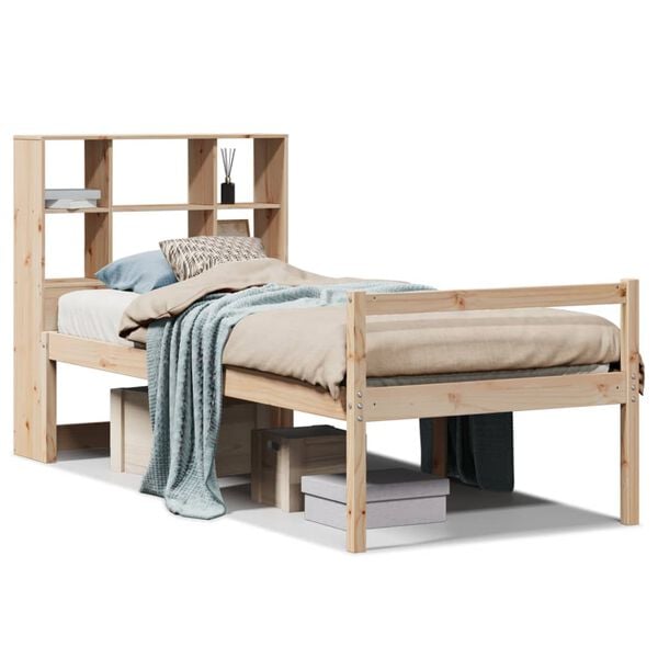 vidaXL Lit biblioth&egrave;que sans matelas 90x190 cm bois de pin massif