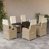 vidaXL Ensemble &agrave; manger de jardin et coussins 7 pcs beige poly rotin