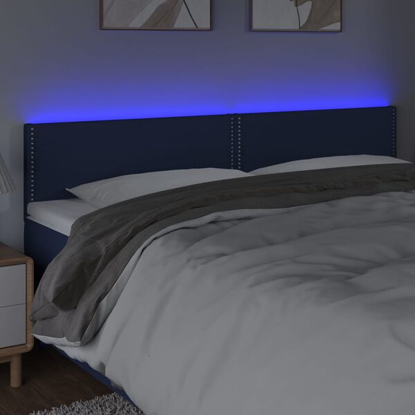 vidaXL T&ecirc;te de lit &agrave; LED Bleu 200x5x78/88 cm Tissu