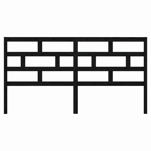 vidaXL T&ecirc;te de lit Noir 206x4x100 cm Bois massif de pin