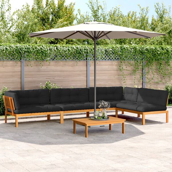 vidaXL Salon palette de jardin avec coussins 5pcs bois d'acacia massif