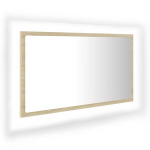 vidaXL Miroir LED de salle de bain Ch&ecirc;ne sonoma 80x8,5x37 cm Acrylique