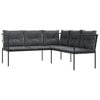 vidaXL Canap&eacute; de jardin avec coussins forme de L noir acier textil&egrave;ne