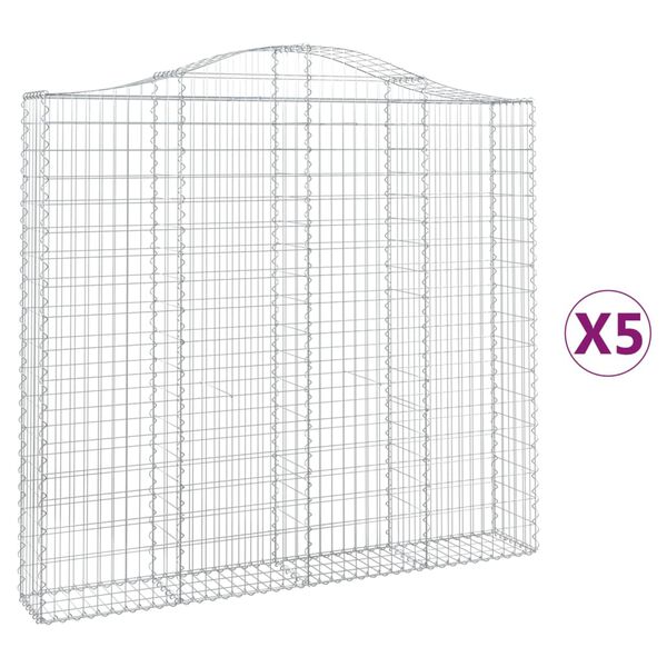 vidaXL Paniers à gabions arqués 5 pcs 200x30x180/200 cm Fer galvanisé