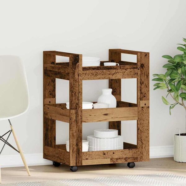 vidaXL Chariot de cuisine Bois ancien 60 x 45 x 80 cm