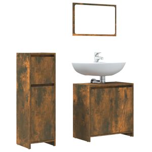 vidaXL Ensemble de meubles de salle de bain 3 pcs Ch&ecirc;ne fum&eacute;