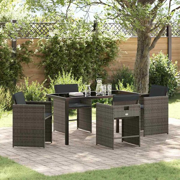 vidaXL Ensemble de salle &agrave; manger pour jardin 5 pcs Gris polyrotin