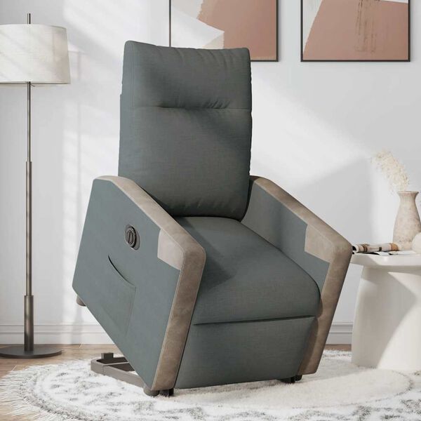 vidaXL Fauteuil inclinable &eacute;lectrique gris fonc&eacute; tissu