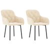 vidaXL Chaises &agrave; manger lot de 2 Cr&egrave;me Velours