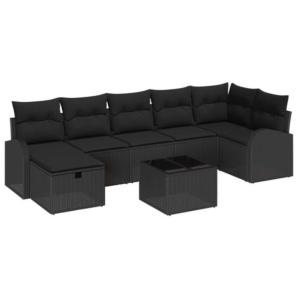 vidaXL Ensemble de Canap&eacute;s avec coussin 8 pcs Noir polyrotin