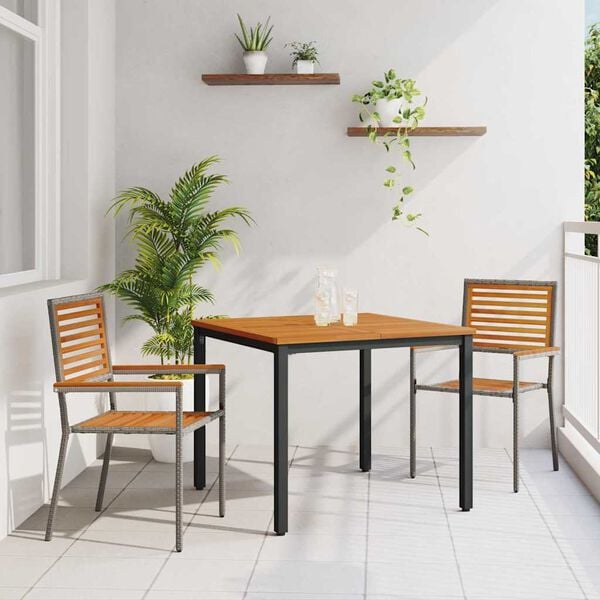 vidaXL Ensemble de salle &agrave; manger pour jardin 3 pcs Gris