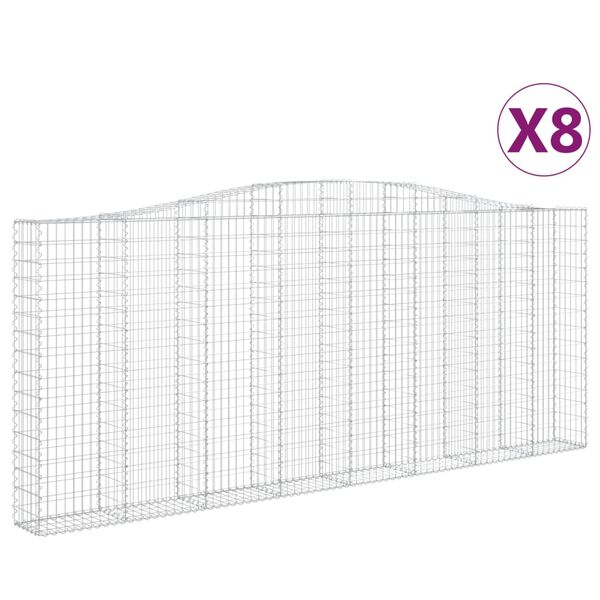 vidaXL Paniers à gabions arqués 8 pcs 400x30x160/180 cm Fer galvanisé