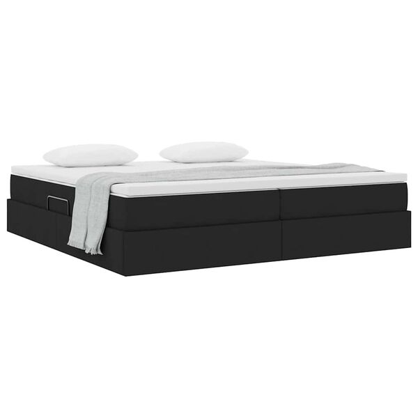 vidaXL Lit avec rangement et matelas Noir 200 x 200 cm Polyester