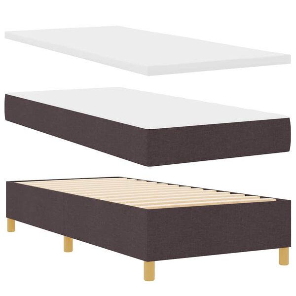 vidaXL Lit &agrave; Ressorts avec matelas Marron fonc&eacute; 90 x 200 cm tissu