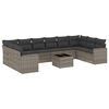 vidaXL Salon de jardin 11 pcs avec coussins gris r&eacute;sine tress&eacute;e