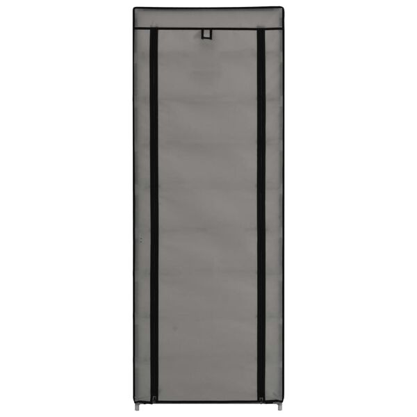 vidaXL Armoire à chaussures avec housse Gris 57x29x162 cm Tissu