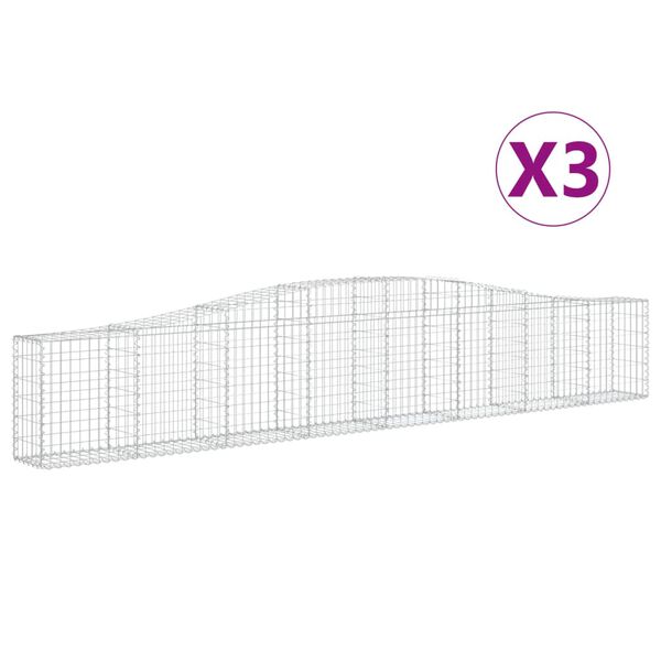 vidaXL Paniers à gabions arqués 3 pcs 400x30x60/80 cm Fer galvanisé