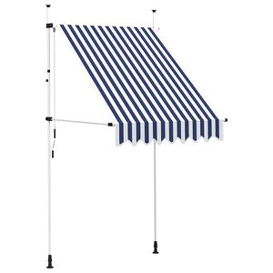 vidaXL Auvent r&eacute;tractable manuel 150 cm Rayures bleues et blanches