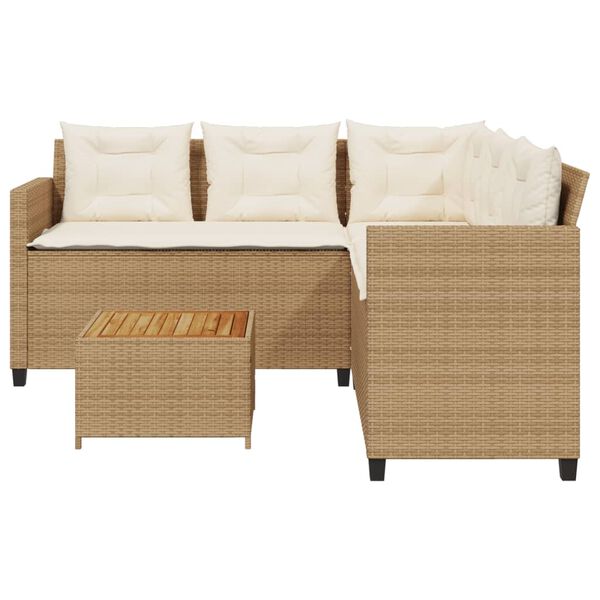 vidaXL Canap&eacute; de jardin avec table et coussins en forme de L beige