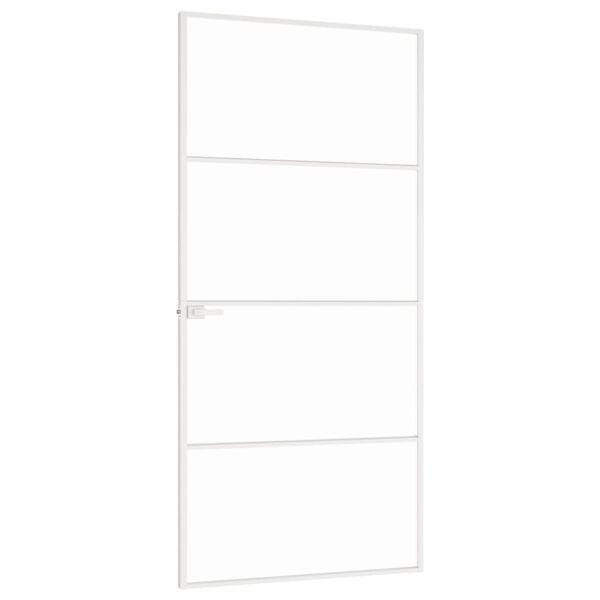 vidaXL Porte d'intérieur Blanc 93x201,5 cm Trempé verre aluminium fin