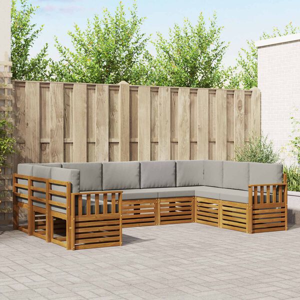 vidaXL Ensemble de canap&eacute; d'angle 9 pcs Gris Naturel et Clair