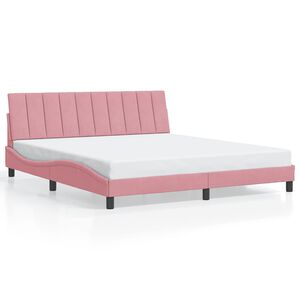 vidaXL Cadre de lit sans matelas Hanko rose 180x200 cm velours