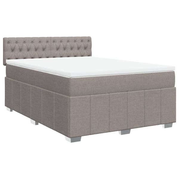 vidaXL Sommier &agrave; lattes de lit avec matelas Taupe 160x200 cm Tissu