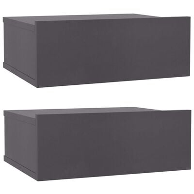 vidaXL Tables de chevet flottantes 2 pcs gris bois d’ingénierie