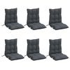 vidaXL Coussins de chaise &agrave; dossier bas lot de 6 anthracite