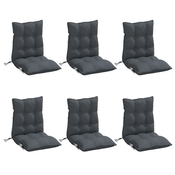 vidaXL Coussins de chaise &agrave; dossier bas lot de 6 anthracite