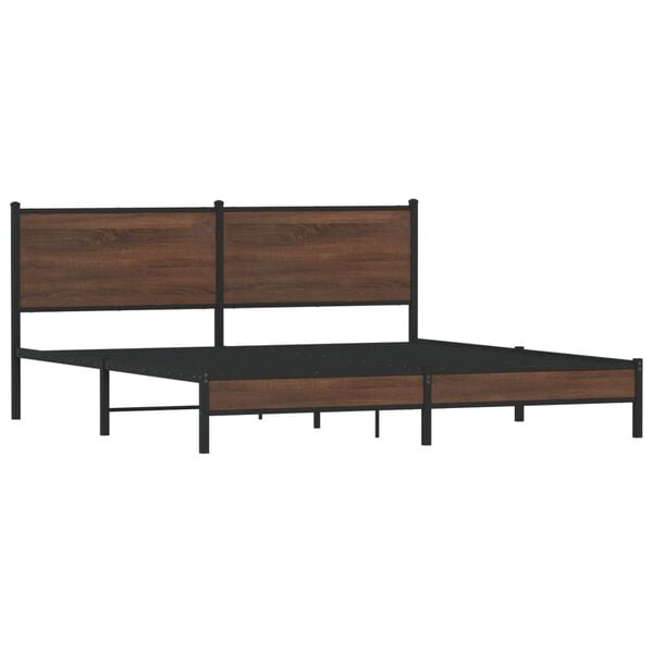 vidaXL Cadre de lit en m&eacute;tal sans matelas ch&ecirc;ne marron 160x200 cm