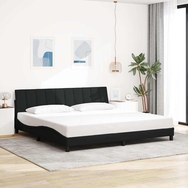 vidaXL Cadre de lit sans matelas Hanko noir 200x200 cm tissu