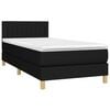 vidaXL Sommier &agrave; lattes de lit avec matelas et LED Noir 90x190cm Tissu