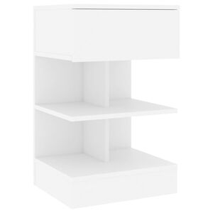 vidaXL Table de chevet Blanc 40x35x65 cm Bois d&rsquo;ing&eacute;nierie