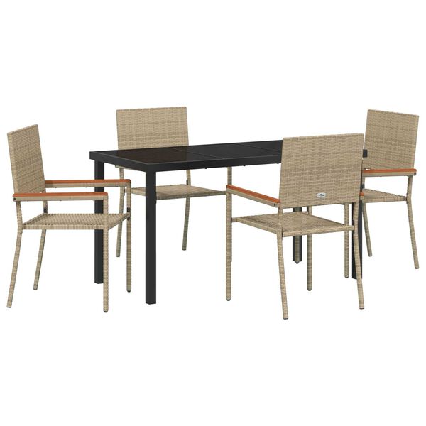 vidaXL Ensemble de salle &agrave; manger pour jardin 5 pcs Beige polyrotin