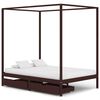 vidaXL Cadre de lit baldaquin et 2 tiroirs Marron fonc&eacute; Pin 140x200 cm