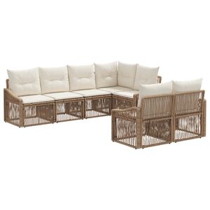 vidaXL Ensemble de canap&eacute; de jardin 7 pc 7-Nombre de places Beige