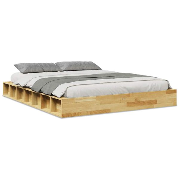 vidaXL Cadre de lit sans matelas 150x200 cm bois massif de ch&ecirc;ne