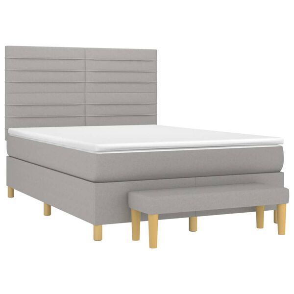 vidaXL Sommier &agrave; lattes de lit avec matelas Gris clair 140x190cm Tissu