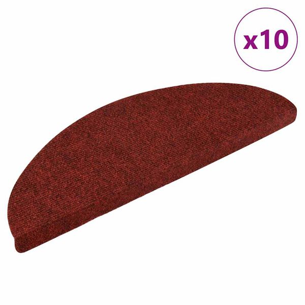 vidaXL Tapis d'escalier autocollants 10 pièces 56 x 17 x 3 cm Rouge bordeaux Demi-rond