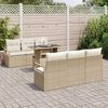 vidaXL Ensemble de canap&eacute; de jardin 7 pcs Beige Poly rotin