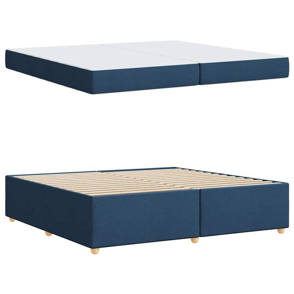 vidaXL Cadre de lit avec matelas Bleu 200 x 200 cm tissu
